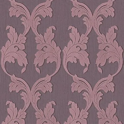 Profhome 956285-GU Textile Look Wallpaper Baroque Matte Purple 5.33 M2 • £63.94