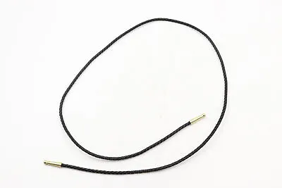 4mm Braided Genuine Black Leather Cord Rope W/Ribbed Metal Gold Tips Bolo Ties • $8.95