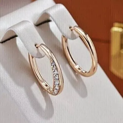 Round Lab-Created Diamond Women's Huggee Hoop Earrings 14K Rose Gold Plated • $62.99