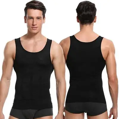 Men's Slimming Body Shaper Compression Shirt Undershirt Abs Abdomen Slim T-shirt • £13.99