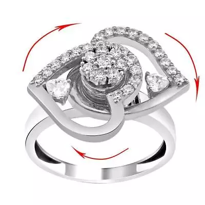 Motion Ring 2 Level Heart Spinning Spinner Meditation 925 Sterling Silver Ring • $49.99