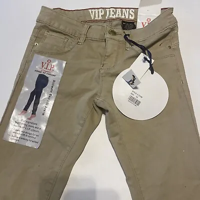 VIP Skinny Jeans Women's Size 1/2 Stretch Denim Beige Ultimate Butt Lift See Det • $17.99