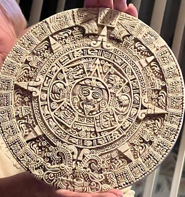 Aztec Sun Stone-Mexican Mayan Calendar-Tribal Home Decor Face Ancient-11.5  Diam • $35