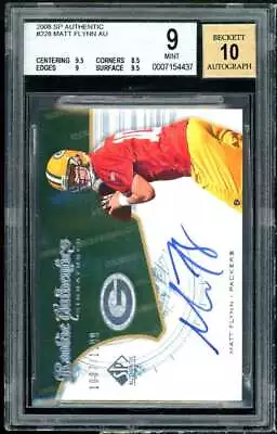 Matt Flynn Rookie Card 2008 SP Authentic Auto #228 BGS 9 (9.5 8.5 9 9.5) • $25