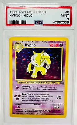 $99.99 • Buy 1999 Pokemon Fossil Set Hypno #8 Holo Rare 8/62 PSA 9