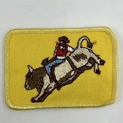 Vintage Embroidered Sew On Fabric Rodeo Bull Riding Patch 3-1/2” By 2-1/2” DY • $13.50