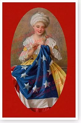 Betsy Ross Old Glory American Flag Patriotic Poster - Red • $17.99