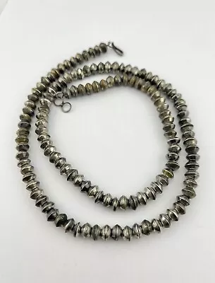 Vintage Navajo Sterling Silver 8mm Pearl Saucer Bench Bead Necklace 27 -62.3g • $349