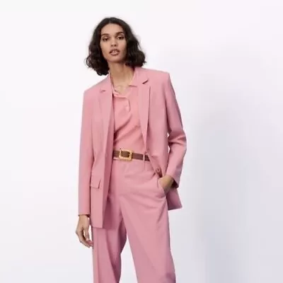 NWT ZARA Size XXL Women's Lightweight Wool Blend Blazer With Pockets /Pale Pink  • $59