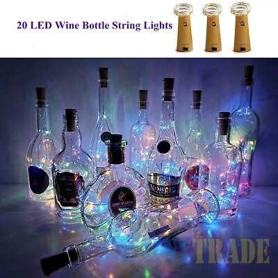 20 LED Bottle Cork String Lights Wine Bottle Fairy Mini String Lamp Multicolor  • $5.43