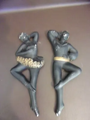 Vintage Mid Century Chalkware Ballet Dancers Wall Plaques • $26.21