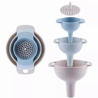 3 Pcs Kitchen Funnel Set With Detachable Strainer -Oil Liquid & Dry Ingredience • $8.99