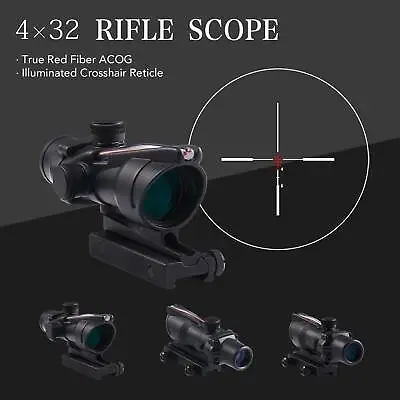 4x32  Tactical ACOG Rifle Scope With True Fiber Optic Red Illuminated Crosshair • $67.99