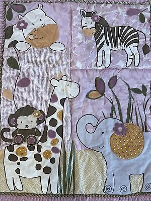 Cocalo Baby Blanket Safari Animals Quilt Zebra Monkey Giraffe Hippo 42  X 36  • $18.99