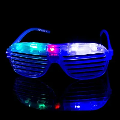 £6.79 • Buy Blue Flashing LED Shutter Glasses Light Up Rave Slotted Party Glow Shades Fun UK