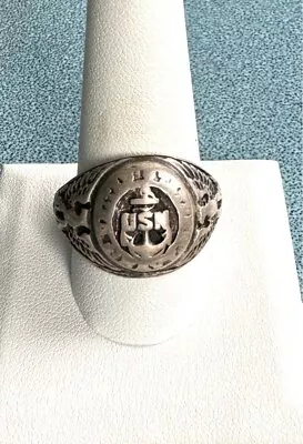 Vintage Wwii Us Navy 925 Sterling Silver Ring Size 12 • $60