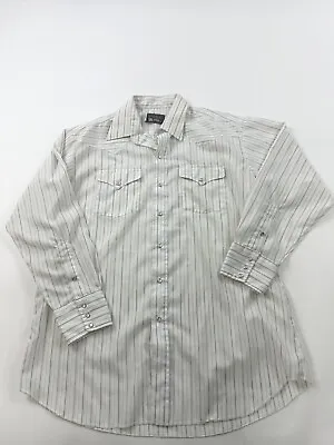 Vintage Panhandle Slim Western Shirt Mens 17 34  Striped Pearl Snap Made In USA • $11.42