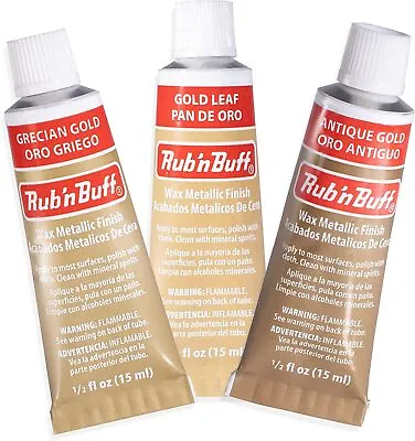 AMACO Rub N Buff Wax Metallic Finish Gold 3 Color Kit - 15ml Tubes • $14.15