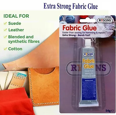 Super Extra Strong Fabric Glue Quick Bond Washable Textile Sewing Hemming 54g • £2.49