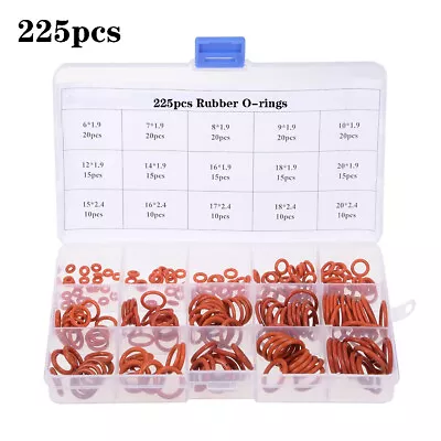 225pcs O Rings Set Red Silicon O-ring Washer Seal Kit Assortment VMQ Seal Rings • £7.26