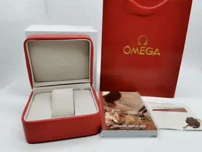 £39.99 • Buy Genuine Omega Red Leather Watch Box Full Set As Collection Or Gift & Display Box