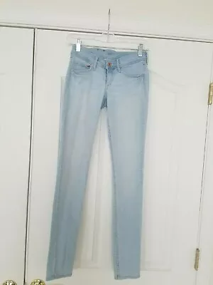 H&M DENIM Super Skinny Super Low Waist (25/32) Acid Washed Jeans Size 0 Long GUC • $10