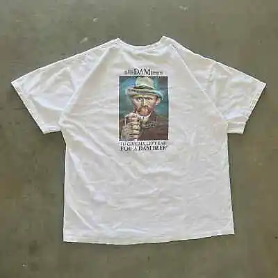 Vintage Y2K Van Gogh Adam Beer Alcohol Art Promo T-Shirt • $34.99