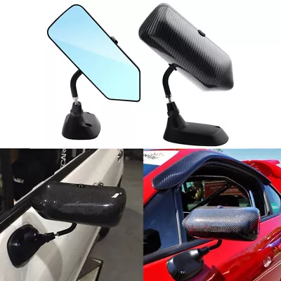 Carbon Fiber Look Blue Racing Mirror F1 Style Universal Auto Side Wing Mirrors • $55.63