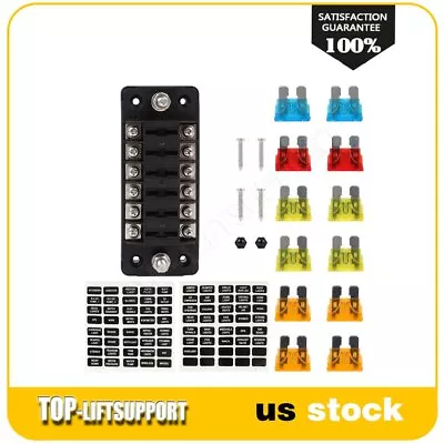 For Marine Car Boat 6 Way Blade Fuse Holder Box Block Panel W/Negative ATC/ATO • $16.05