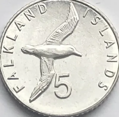 Falkland Islands 🇫🇰 Coin 5p Pence 2019 UNC Albatross Bird Flying Animal • £1.89