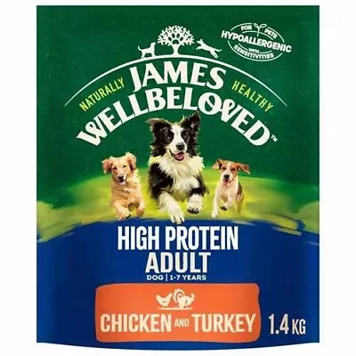 James Wellbeloved High Protein Dry Dog Food - Chicken And Turkey - 1.4kg #3D78 • £7.95