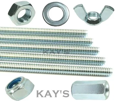 £2.27 • Buy All Thread Threaded Rod Bar Choice Of Stud Connectors Nuts Nylocs Washers Zinc 