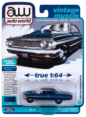 Auto World 64422 Vintage Muscle 1:64 1964 Ford Galaxie 500 XL Blue Series B • $12.49