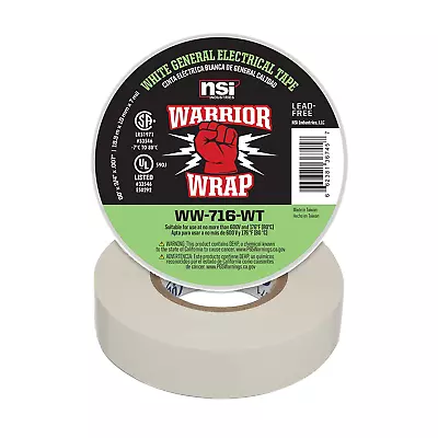 Warriorwrap General 3/4 In. X 60 Ft. 7 Mil Vinyl Electrical Tape White • $3.66