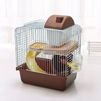 Hamster Carrier Cage 2 Tier Rodent House With Exercise Wheel Water Bottle Ladder • £9.95