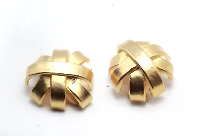 French Couture Massive Gold Tone Runway Brutalist Modernist 80's Earrings • £27.34