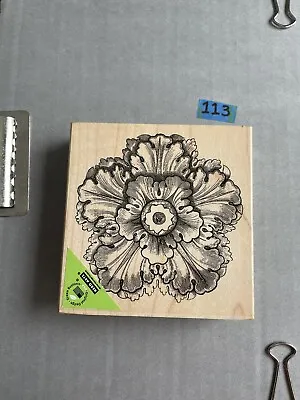 HERO ARTS ROSETTE Rubber Stamp Wood Mounted  XL 4 Inches By 4 Inches! RARE HTF! • $12.99