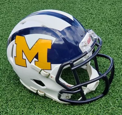 Michigan Wolverines M Logo White Matte Football Mini Helmet (away Concept) • $54