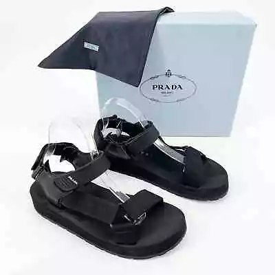 Prada Black Nomad Chunky Platform Nylon Strap Dad Sandal Size IT 39 US 9 • $500