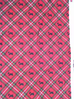Holiday CHRISTMAS Winter Scottie SCOTTY Dog Plaid Fabric*** OOP • $8