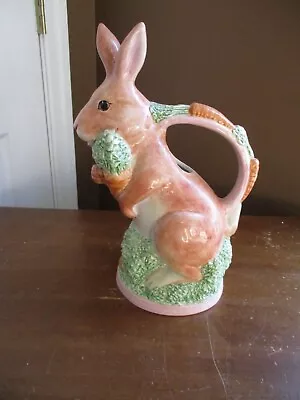 Vtg Italy Large Andrea West Ceramic Rabbit Bunny Pitcher Presentense Italy  13  • $8.99