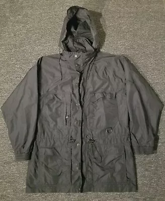 Vintage Sierra Sport Jacket Mens XL Black Brimmed Hood Full Zip Windbreaker • $16.99