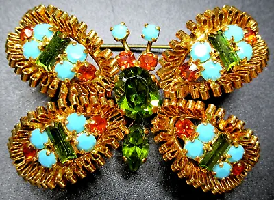 AUSTRIA Gorgeous Colorful Butterfly Vintage Pin Brooch • $99.99