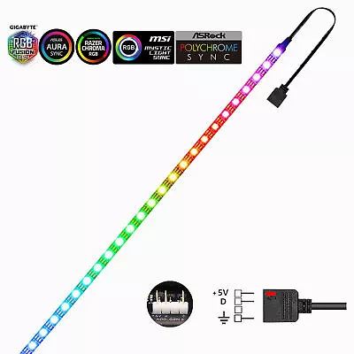 WS2812b RGB LED Strip 5V 3pin ARGB Gamin PC Fr ASUS/MSI SYNC GIGABYTE Fusion 2.0 • $3.99