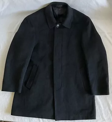 Lauren Ralph Lauren Tweed Black Men 44R Wool Blend Overcoat Trench Coat 5 Button • $69.99