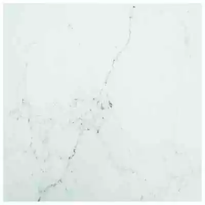 VidaXL Table Top White 70x70 Cm 6 Mm Tempered Glass With Marble Design UK NEW • £77.12