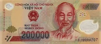 200000 Vietnam Dong VND CIRCULATED Banknote 2006-2022 P-123 Polymer  • $21.55