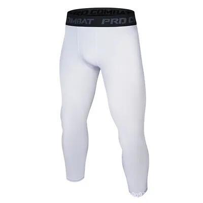 Men Basketball Sports Tight Pants 3/4 Compression Workout Leggings Running Tight • $8.99