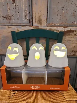 Martha Stewart Halloween Ceramic Lighted Ghosts 5” Set Of 3 • $23