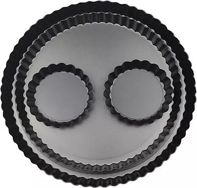 11 Inch 9 Inch Round Tart Pans 4 Inch Mini Tart Pans With Removable Bottom 4-set • $30.99